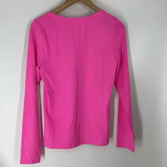 Lilly Pulitzer Halee T Shirt Size Medium Womens Pink Long Sleeve Top Tee Beach - Picture 5 of 8